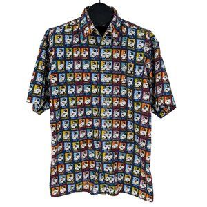 Vintage Big Dogs Button Up Shirt Size L Artwork Novelty Print Quirky Streetwear